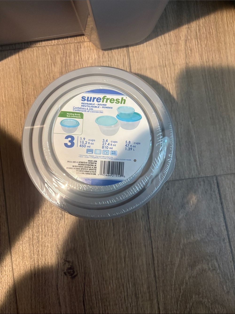 Refresh White Round Reusable Storage Bowls with Blue Lids (3-Pack)